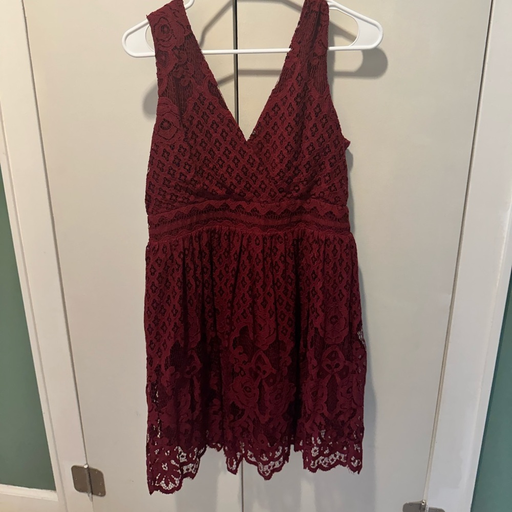Black Swan Deep Red Lace Dress